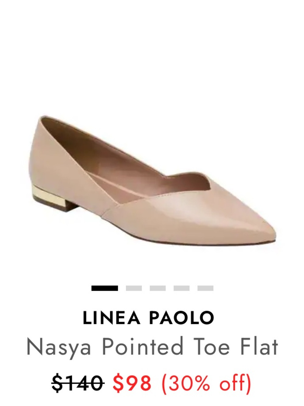 Linea Paolo Pointed Toe Flats — Nude Patent Leather